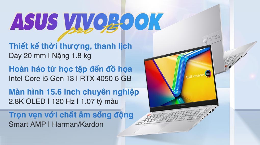 Laptop Asus Vivobook Pro 15 OLED K6502VU i5 13500H/16GB/512GB/6GB RTX4050/Win11 (MA089W) hover