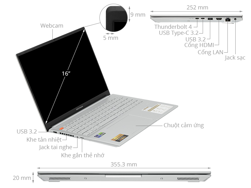 Asus Vivobook Pro 16 OLED K6602VV i9 13900H/16GB/1TB/8GB RTX4060/Win11 (MX077W)
