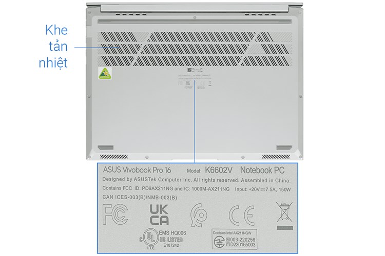 Laptop Asus Vivobook Pro 16 OLED K6602VV i9 13900H/16GB/1TB/8GB RTX4060/Win11 (MX077W) Màu Bạc