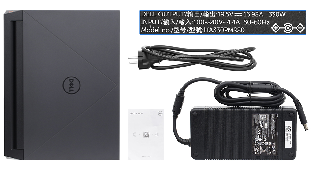 Bộ sản phẩm gồm: Sách hướng dẫn, Thùng máy, Sạc Laptop Dell