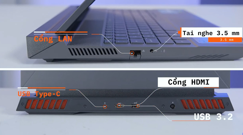 Laptop Dell Gaming G15 5530 i7 13650HX (i7H165W11GR4050) - Cổng kết nối