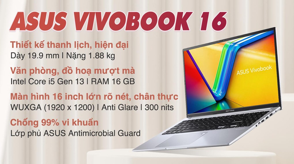 Hình ảnh Laptop Asus Vivobook 16 X1605VA i5 1335U/16GB/512GB/Win11 (MB360W)