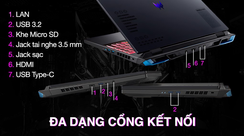 Laptop Acer Gaming Predator Helios Neo 16 PHN16 71 74BA i7 13700HX/16GB/512GB/8GB RTX4060/165Hz/Win11 (NH.QLUSV.004)