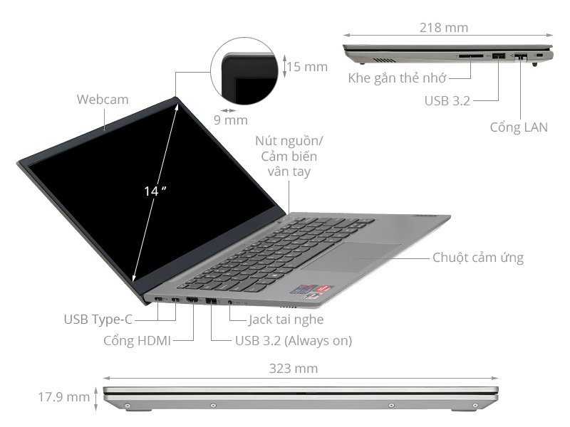 Lenovo ThinkBook 14 G3 ACL R3 5300U/8GB/256GB/Win11 (21A200RWVN)