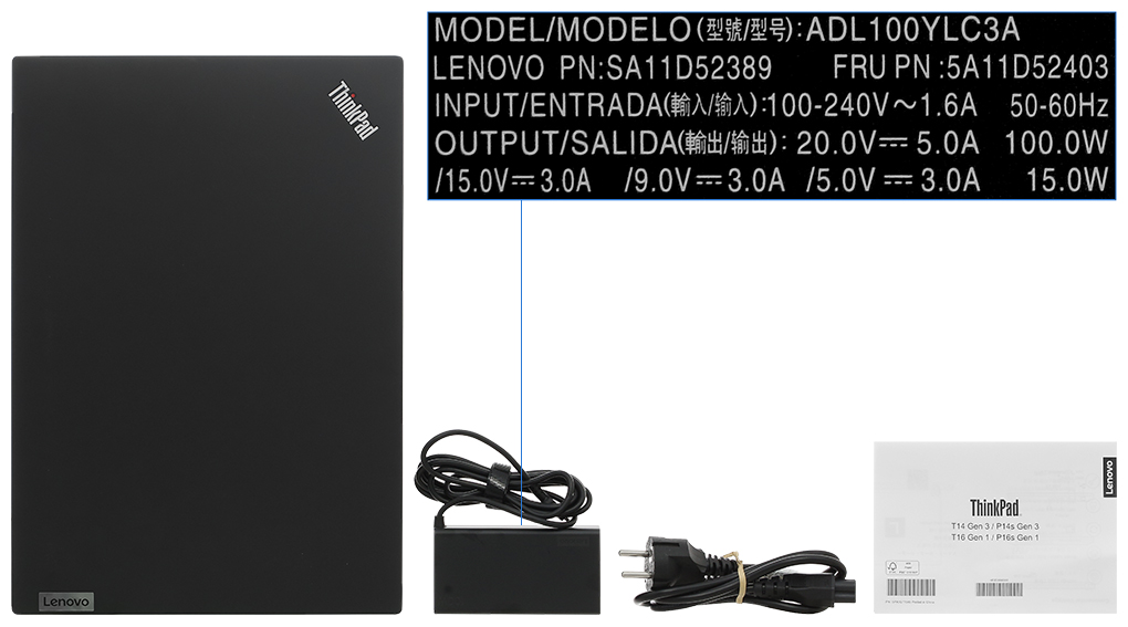 Bộ sản phẩm gồm: Thùng máy, Sạc Laptop Lenovo ( 100W USB-C ), Sách hướng dẫn
