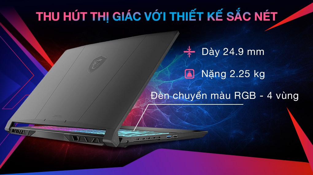 Laptop MSI Gaming Katana 15 B13VFK i7 13620H (676VN) - Thiết kế Laptop MSI Gaming Katana 15 B13VFK i7 13620H (676VN) - Thiết kế