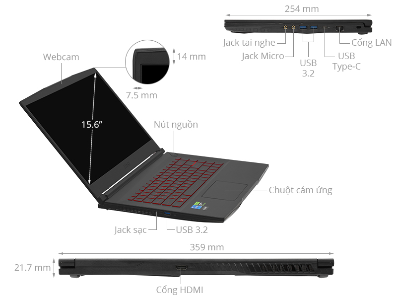 MSI Gaming Thin GF63 12UC i5 12450H/8GB/512GB/4GB RTX3050/144Hz/Win11 (803VN)
