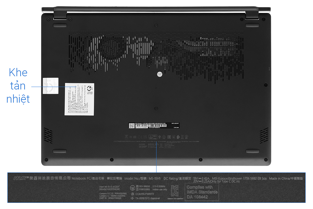 Laptop MSI Modern 15 B12MO - 625VN (i5 1235U, 8GB, 512GB, Full HD, Win11) Màu Đen