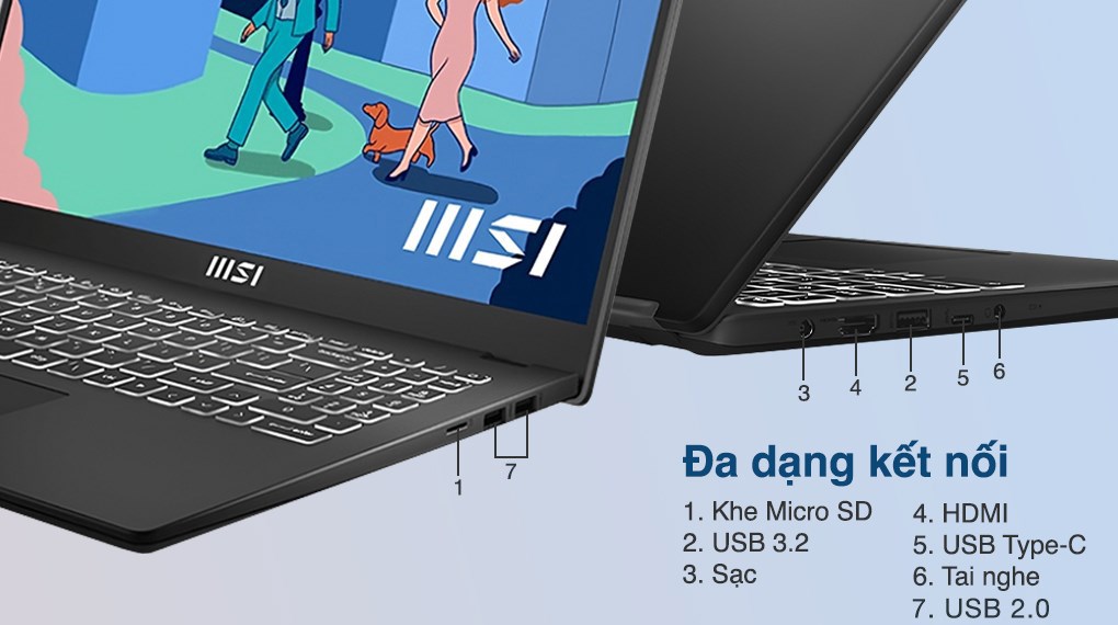 Laptop MSI Modern 15 B12MO - 487VN (i7 1255U, 16GB, 512GB, Full HD, Win11)