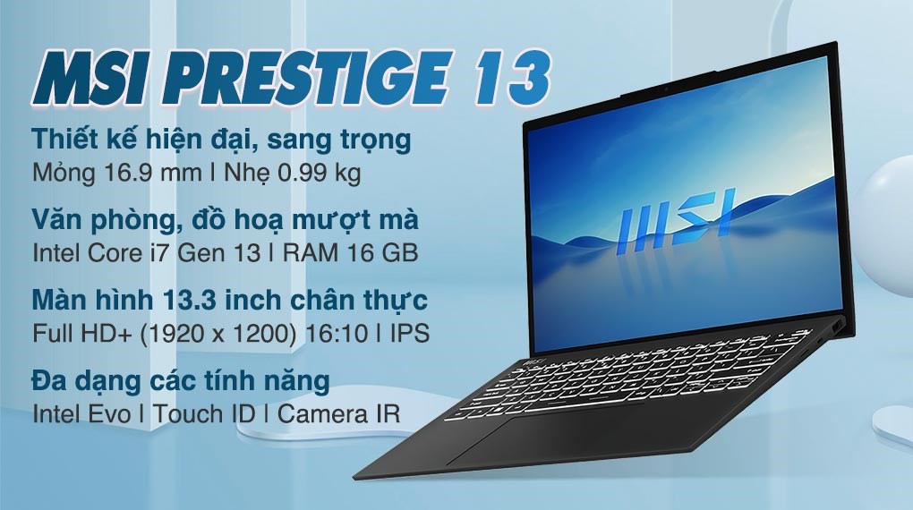 Laptop MSI Prestige 13 Evo A13M i7 1360P/16GB/1TB/Balo/Win11 (081VN) hover