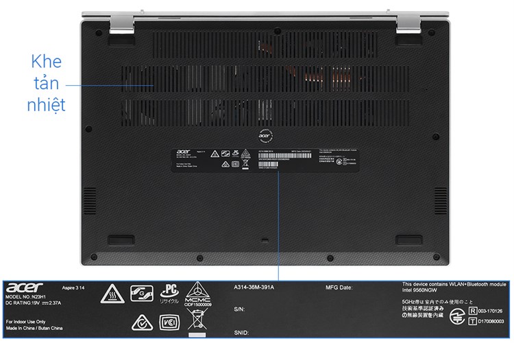 Laptop Acer Aspire 3 A314 36M 391A i3 N305/8GB/512GB/Win11 (NX.KDMSV.002) Màu Bạc