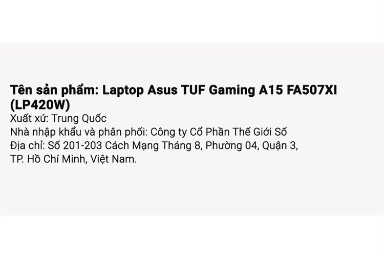 Laptop Asus TUF Gaming A15 FA507XI R9 7940HS/8GB/512GB/8GB RTX4070/144Hz/Win11 (LP420W) Màu Xám