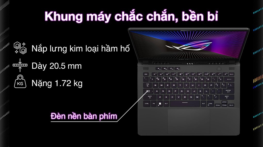 Laptop Asus Gaming ROG Zephyrus G14 GA402NJ R7 7735HS/16GB/512GB/6GB RTX3050/144Hz/Túi/Win11 (L4056W)