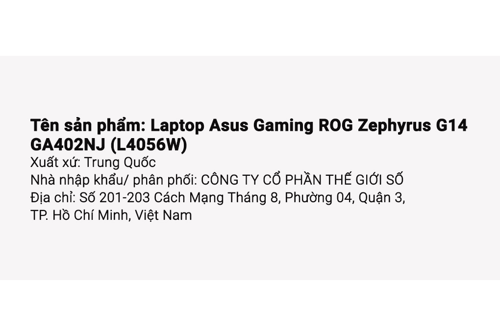 Laptop Asus Gaming ROG Zephyrus G14 GA402NJ R7 7735HS/16GB/512GB/6GB RTX3050/144Hz/Túi/Win11 (L4056W) - 14