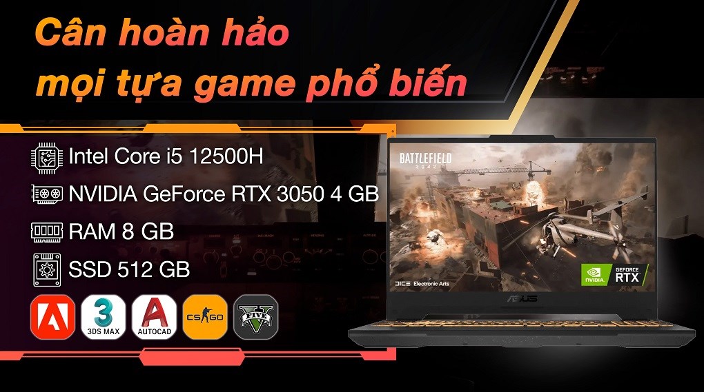 Laptop Asus TUF Gaming F15 FX507ZC4 i5 12500H/8GB/512GB/4GB RTX3050/144Hz/Win11 (HN074W)