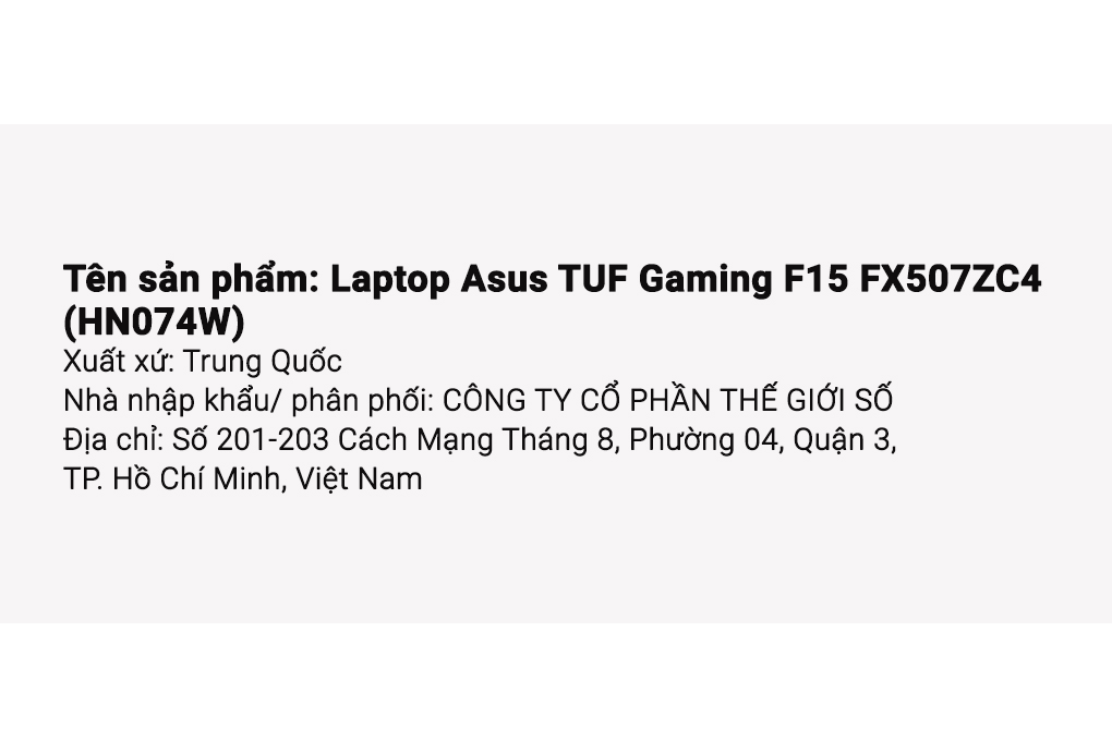 Laptop Asus TUF Gaming F15 FX507ZC4 i5 12500H/8GB/512GB/4GB RTX3050/144Hz/Win11 (HN074W) Màu Xám
