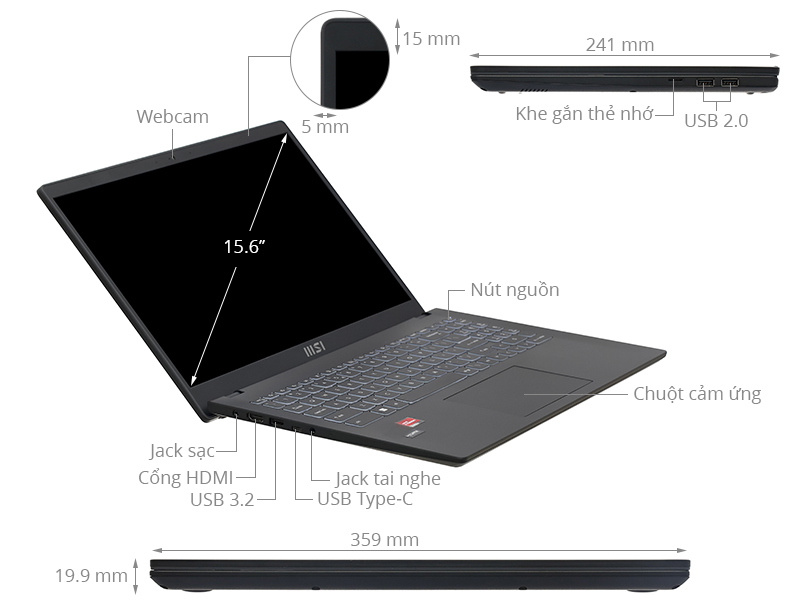 MSI Modern 15 B7M R7 7730U/16GB/512GB/Win11 (238VN)