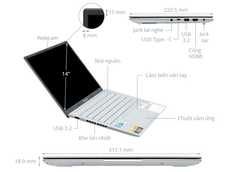 Asus Vivobook 14X OLED K3405VC - KM006W (i5 13500H, 16GB, 512GB, RTX 3050 4GB, 2.8K OLED 90 Hz, Win11)