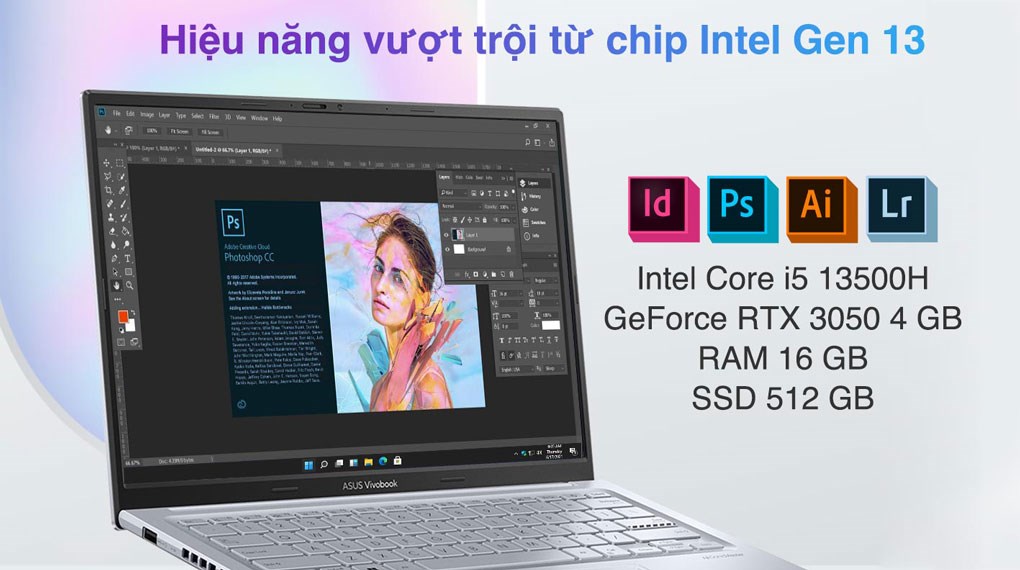 Laptop Asus Vivobook 14X OLED K3405VC - KM006W (i5 13500H, 16GB, 512GB, RTX 3050 4GB, 2.8K OLED 90 Hz, Win11)