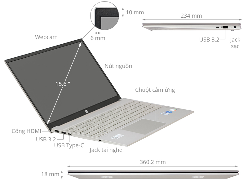 HP Pavilion 15 eg3094TU - 8C5L5PA (i5 1335U, 8GB, 512GB, Full HD, Win11)