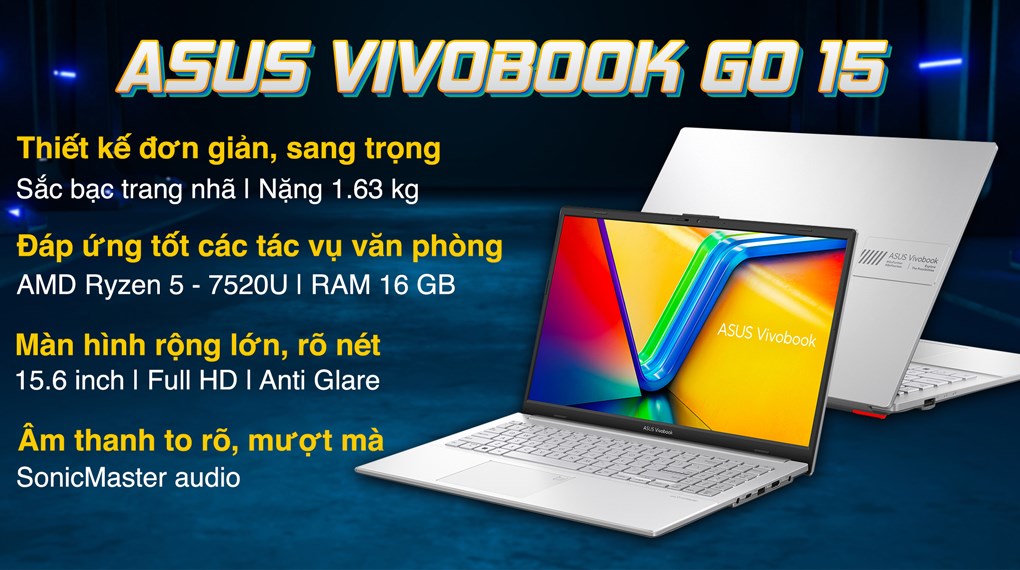 Laptop Asus Vivobook Go 15 E1504FA R5 7520U/16GB/512GB/Chuột/Win11 (NJ776W)