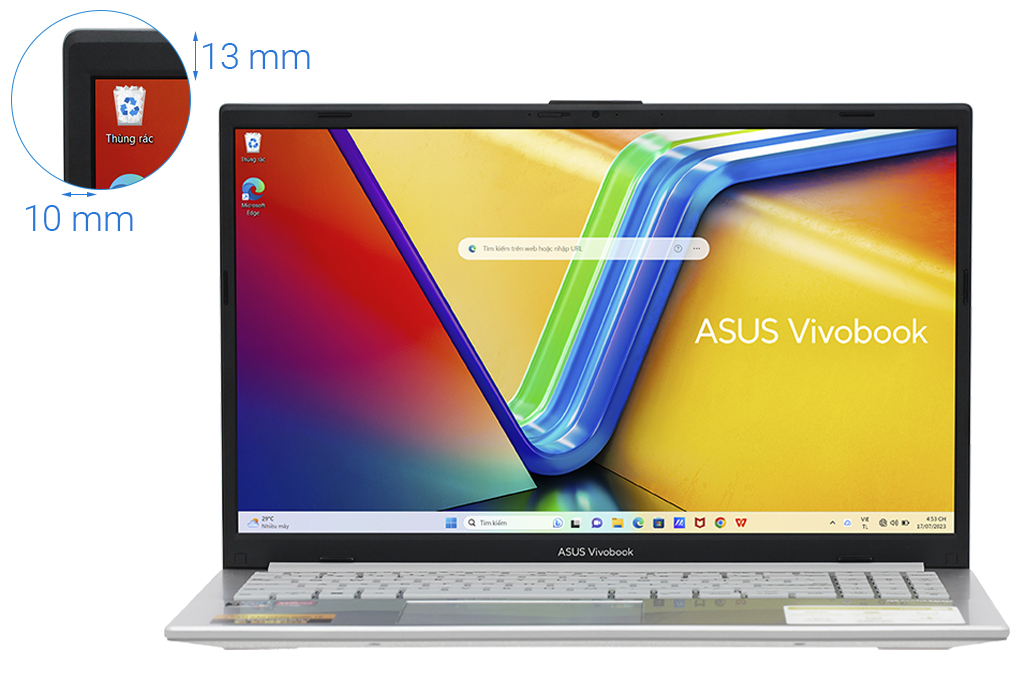 Laptop Asus Vivobook Go 15 E1504FA - NJ776W (R5 7520U, 16GB, 512GB, Full HD, Win11) Màu Bạc