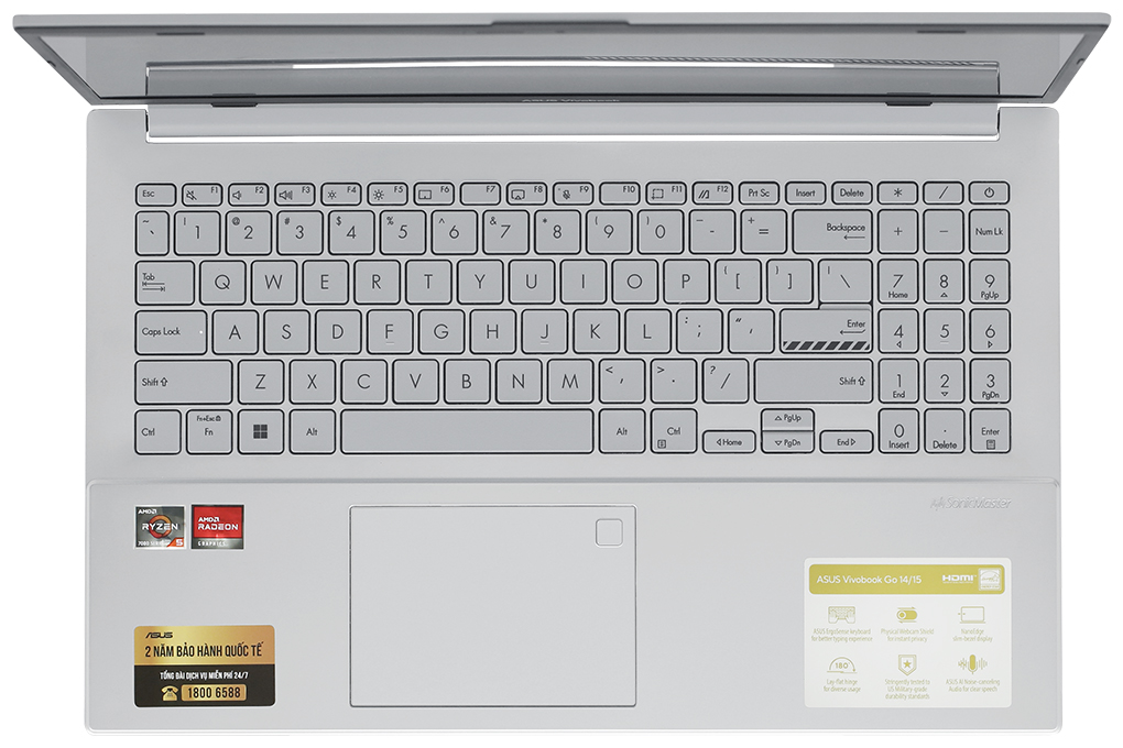 Laptop Asus Vivobook Go 15 E1504FA - NJ776W (R5 7520U, 16GB, 512GB, Full HD, Win11) Màu Bạc