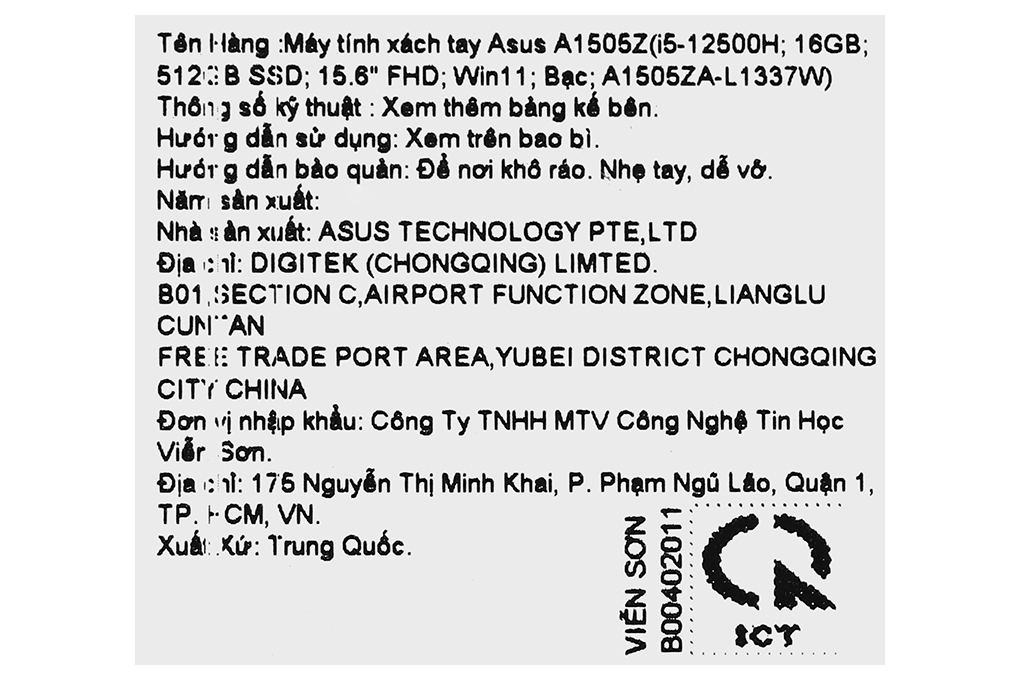 Laptop Asus Vivobook 15 OLED A1505ZA i5 12500H/16GB/512GB/Win11 (L1337W) Màu Bạc