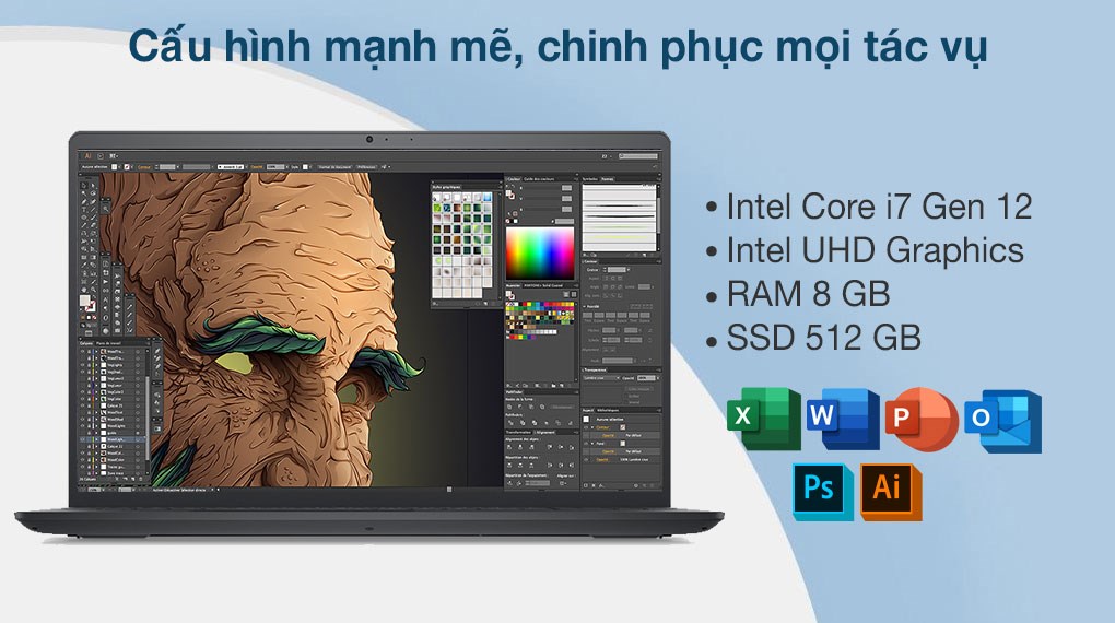 Laptop Dell Inspiron 15 3520 i7 1255U/8GB/512GB/120Hz/OfficeHS/Win11 (71003262)