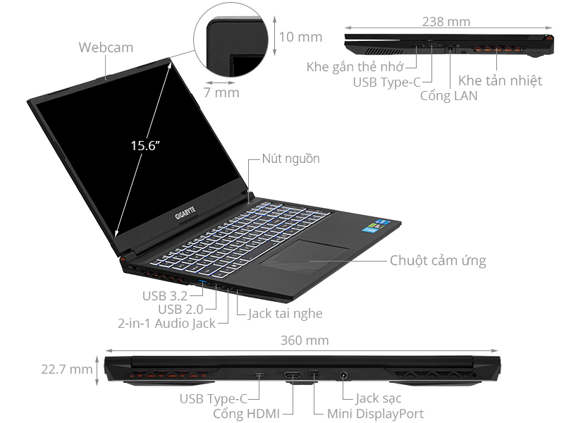 Gigabyte Gaming G5 i5 12500H/8GB/512GB/6GB RTX4050/144Hz/Win11 (MF-E2VN333SH)