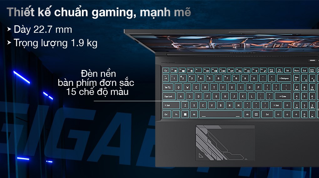 Laptop Gigabyte Gaming G5 i5 12500H/8GB/512GB/6GB RTX4050/144Hz/Win11 (MF-E2VN333SH)