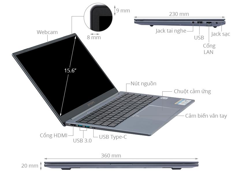 SingPC M16 i7 1065G7/8GB/512GB/2GB MX330/Win11 Pro (M16i7108M5-W)