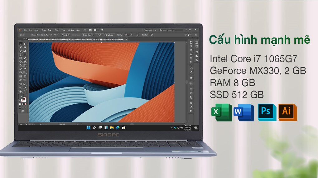 Laptop SingPC M16 i7 1065G7/8GB/512GB/2GB MX330/Win11 Pro (M16i7108M5-W)