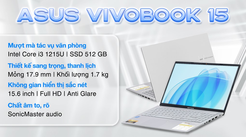Hình ảnh Laptop Asus Vivobook 15 X1504ZA i3 1215U/8GB/512GB/Win11 (NJ102W)