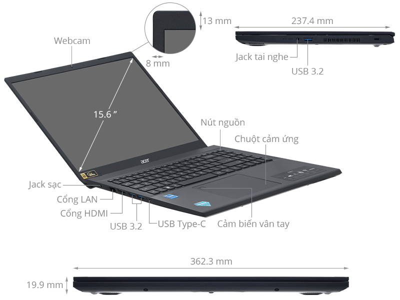 Acer Gaming Aspire 7 A715 76G 59MW i5 12450H/8GB/512GB/4GB RTX2050/144Hz/Win11 (NH.QMYSV.001)