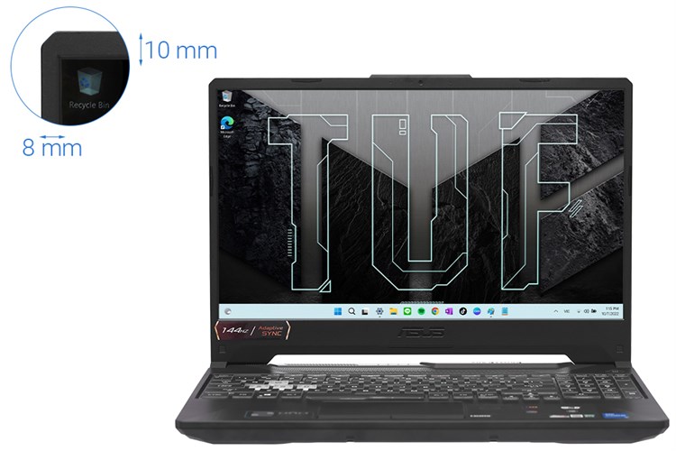 Laptop Asus TUF Gaming F15 FX506HE i7 11800H/16GB/512GB/4GB RTX3050Ti/144Hz/Win11 (HN378W) Màu Đen