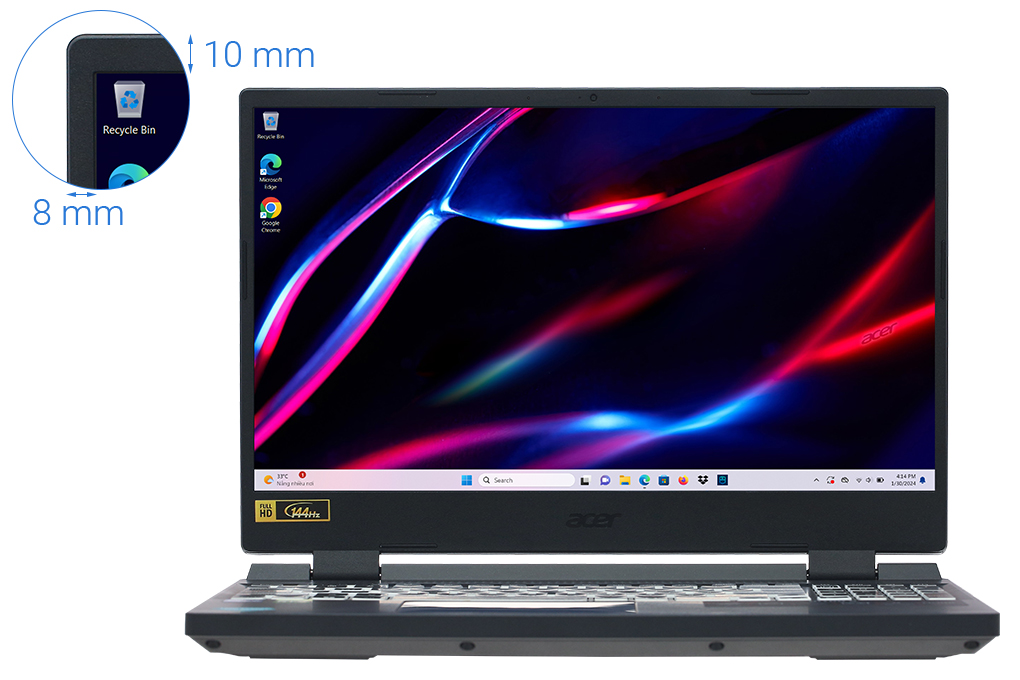 Laptop Acer Gaming Nitro 5 Tiger AN515 58 769J i7 12700H/8GB/512GB/4GB RTX3050/144Hz/Win11 (NH.QFHSV.003) Màu Đen
