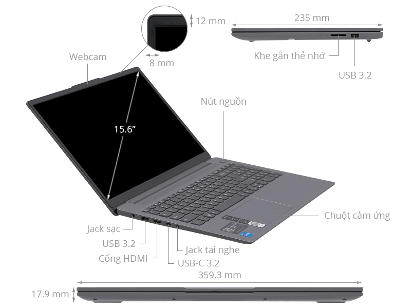 Lenovo Ideapad Slim 3 15IAH8 i5 12450H/16GB/512GB/Win11 (83ER000EVN)