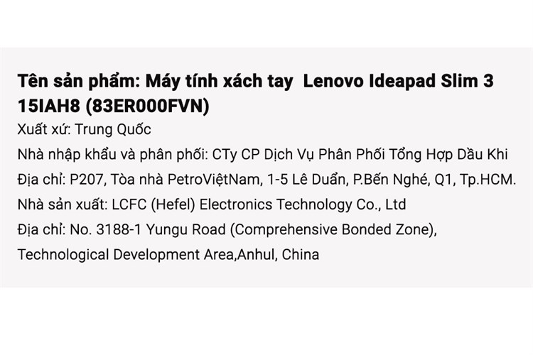 Laptop Lenovo Ideapad Slim 3 15IAH8 i5 12450H/16GB/1TB/Win11 (83ER000FVN) Màu Xám
