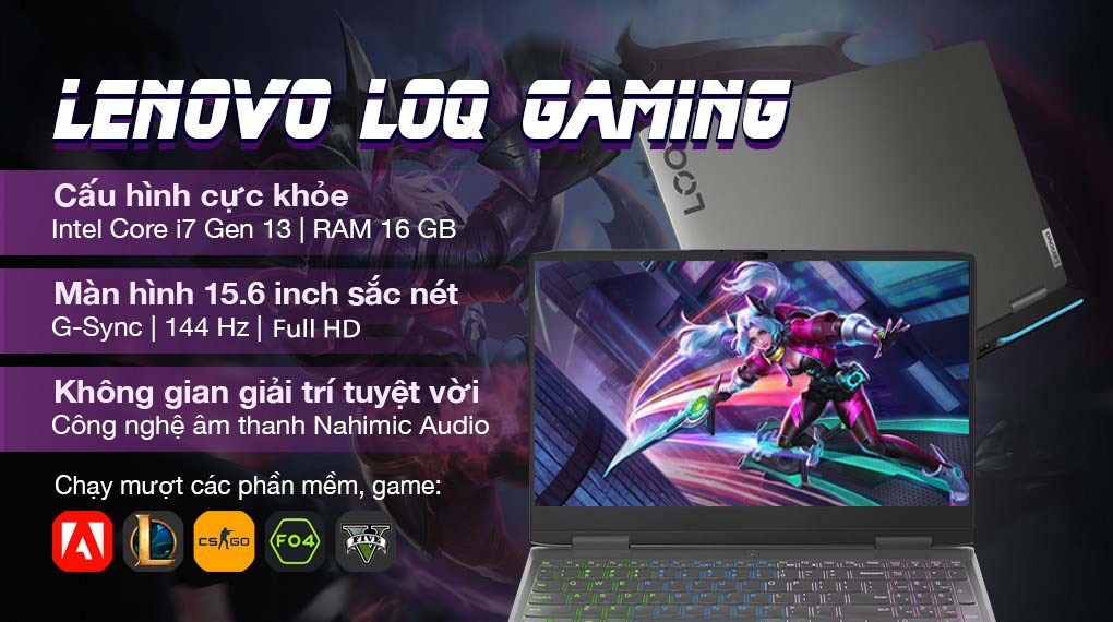 Laptop Lenovo LOQ Gaming 15IRH8 i7 13620H/16GB/512GB/6GB RTX4050/144Hz/Win11 (82XV00QXVN)