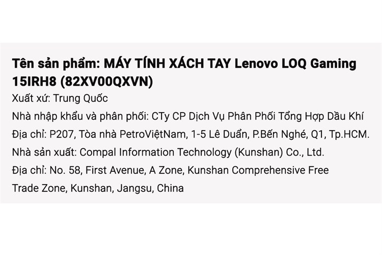 Laptop Lenovo LOQ Gaming 15IRH8 i7 13620H/16GB/512GB/6GB RTX4050/144Hz/Win11 (82XV00QXVN) Màu Xám