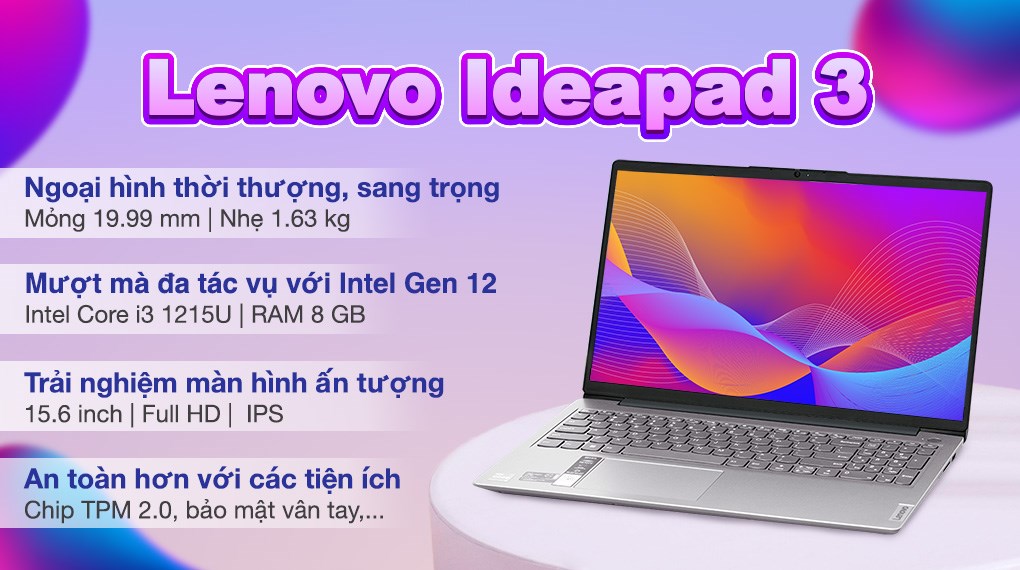 Laptop Lenovo Ideapad 3 15IAU7 i3 1215U/8GB/256GB/Win11 (82RK00RWVN)