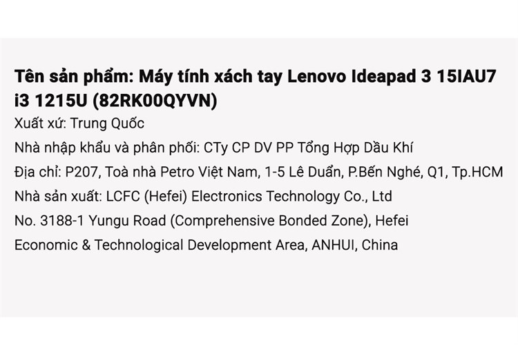 Laptop Lenovo Ideapad 3 15IAU7 i3 1215U/8GB/512GB/Win11 (82RK00QYVN) Màu Xám