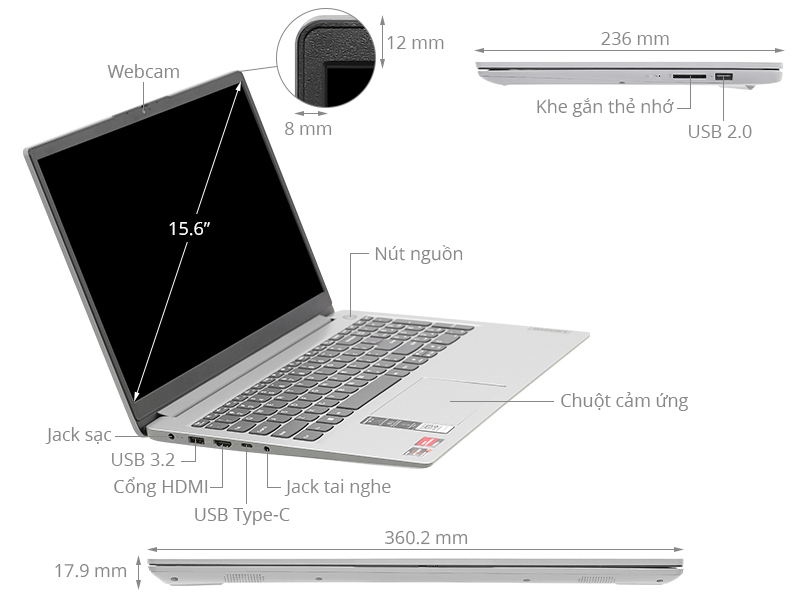 Laptop Lenovo Ideapad 1 15ALC7 R7 5700U (82R400C1VN) - mua trả