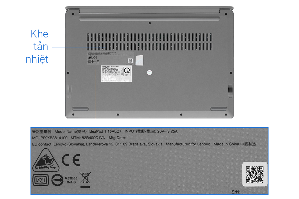 Laptop Lenovo Ideapad 1 15ALC7 R7 5700U/16GB/512GB/Win11 (82R400C1VN) - 12