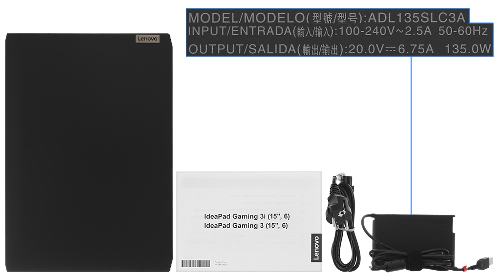 Bộ sản phẩm gồm: Sách hướng dẫn, Thùng máy, Sạc Laptop Lenovo ( 135W )