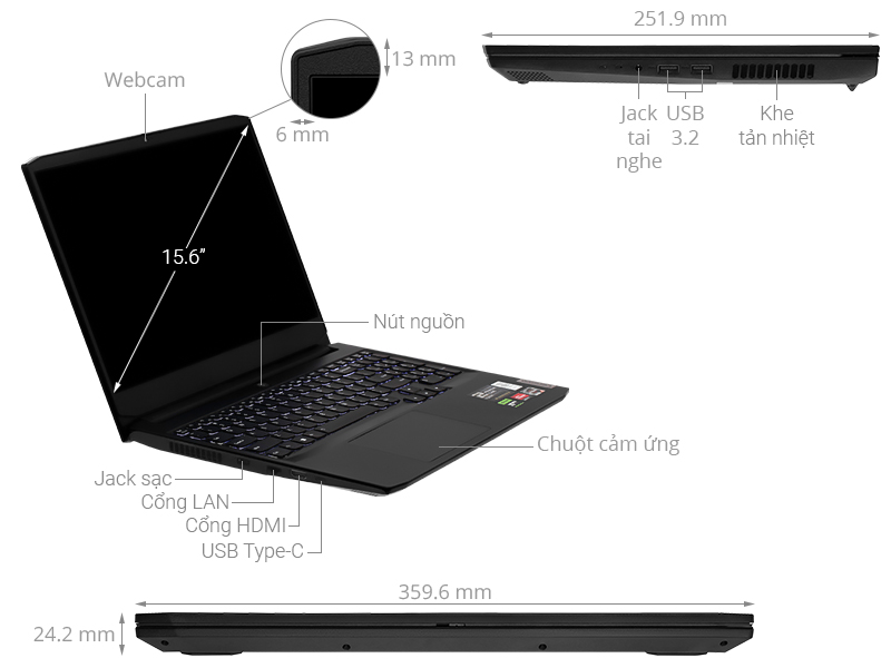 Lenovo Ideapad Gaming 3 15ACH6 R5 5500H/16GB/512GB/4GB RTX2050/144Hz/Win11 (82K2027PVN)