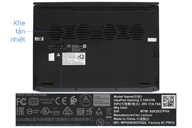 Laptop Lenovo Ideapad Gaming 3 15ACH6 R5 5500H/16GB/512GB/4GB RTX2050/144Hz/Win11 (82K2027PVN) Màu Đen