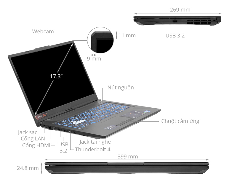 Asus TUF Gaming F17 FX706HF i5 11400H/16GB/512GB/4GB RTX2050/144Hz/Win11 (HX390W)