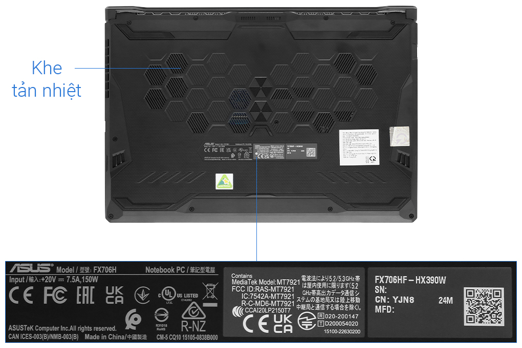 Laptop Asus TUF Gaming F17 FX706HF i5 11400H/16GB/512GB/4GB RTX2050/144Hz/Win11 (HX390W) - 12